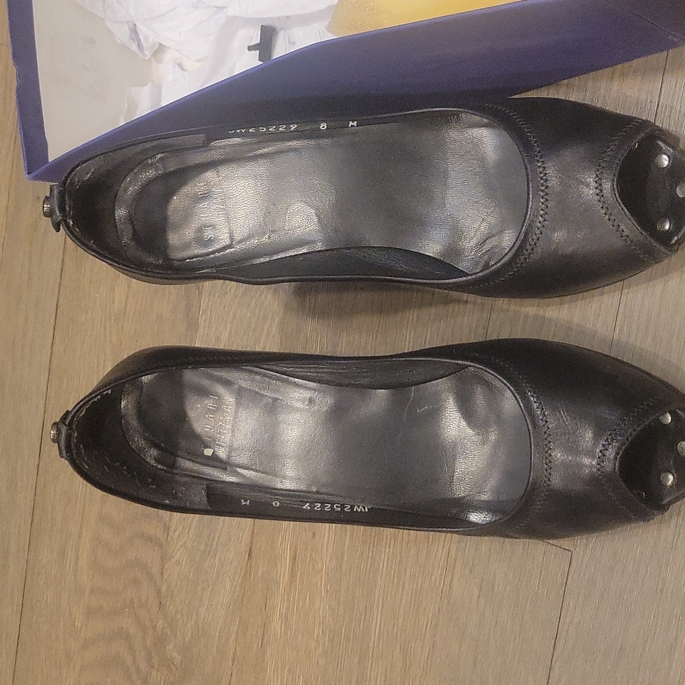 Stuart Weitzman Frenchy Black Calf Women's wedge heel size 8 used - fair condito